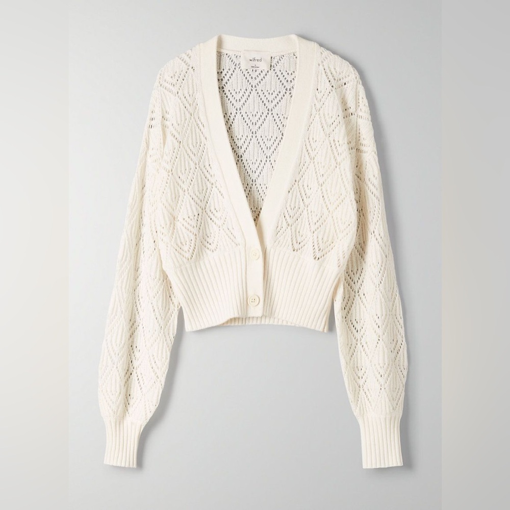 Wilfred Cream Plunge Neck Cropped Cardigan